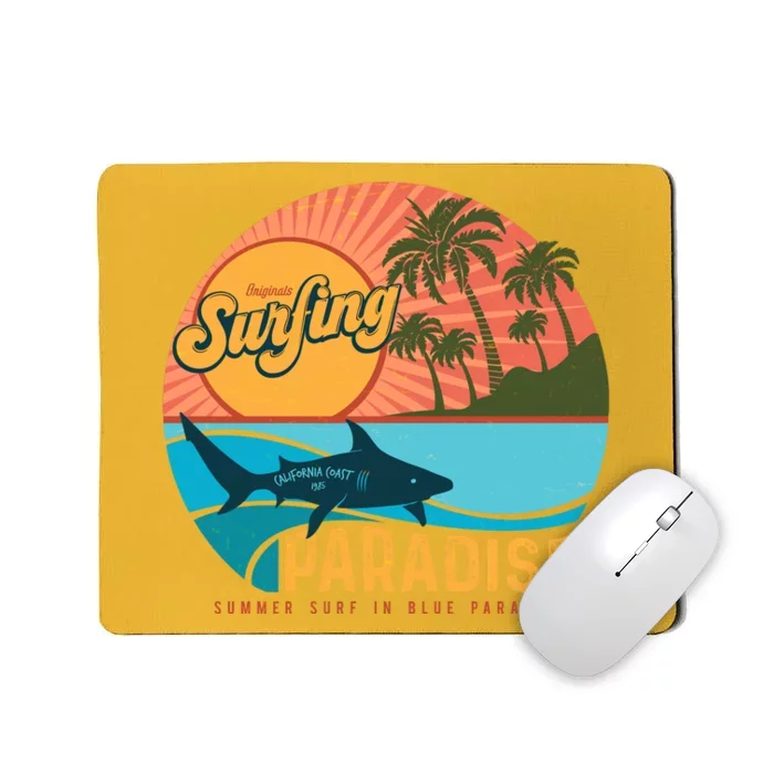 Vintage Retro Orignal Surfing Paradise Shark Mousepad