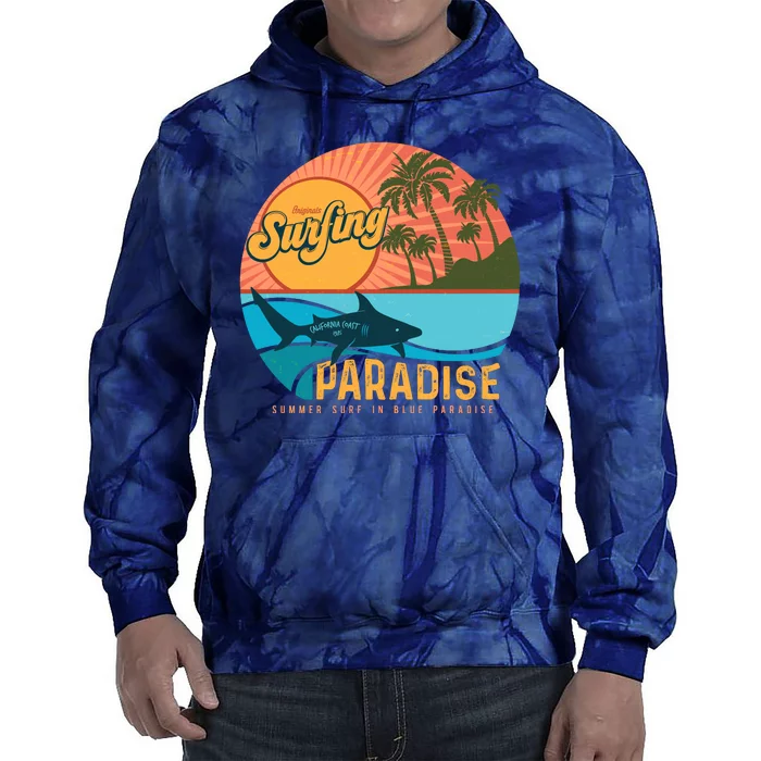 Vintage Retro Orignal Surfing Paradise Shark Tie Dye Hoodie