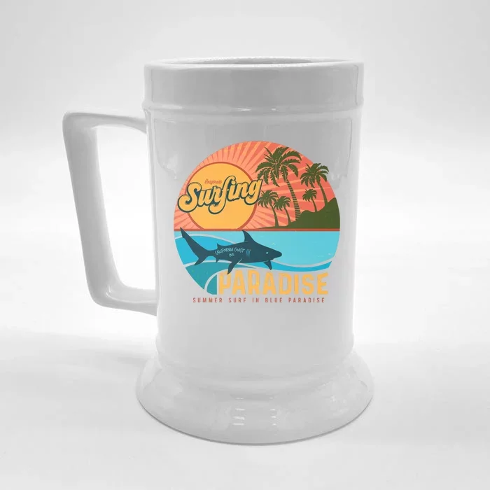 Vintage Retro Orignal Surfing Paradise Shark Front & Back Beer Stein