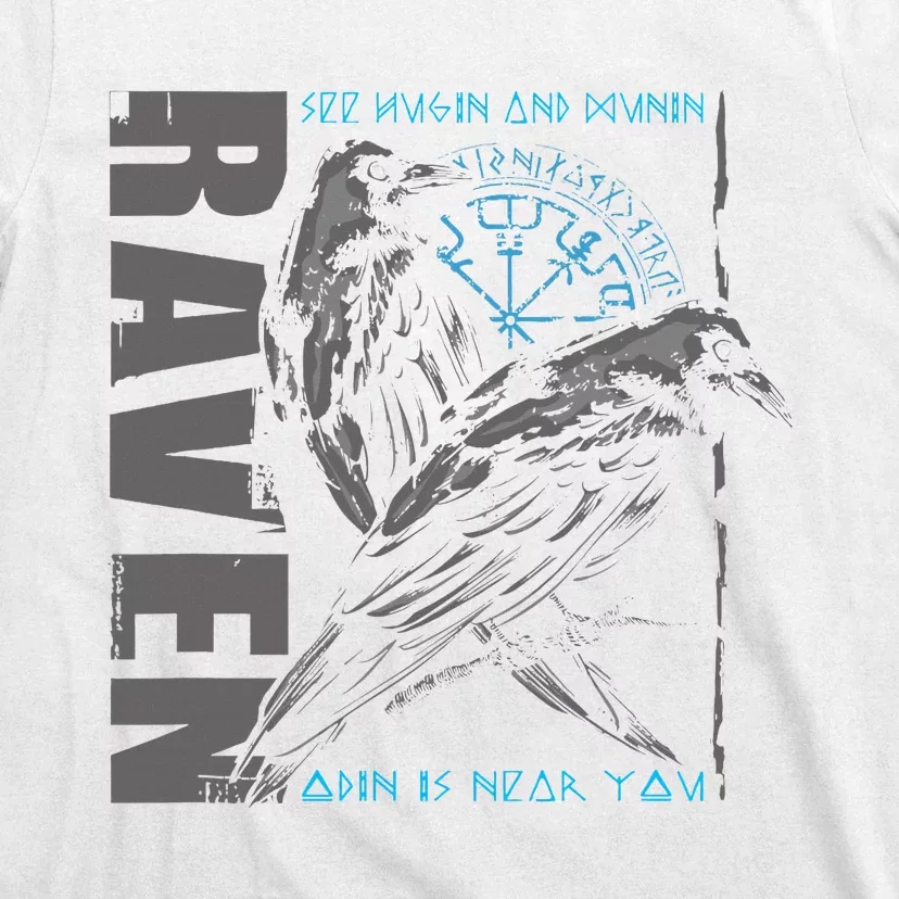 Valhalla Raven Odins Runes Norse Compass Viking T-Shirt