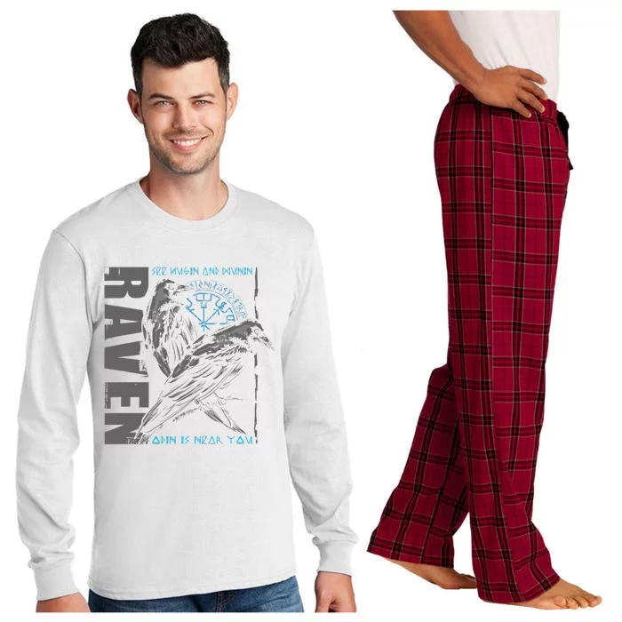 Valhalla Raven Odins Runes Norse Compass Viking Long Sleeve Pajama Set