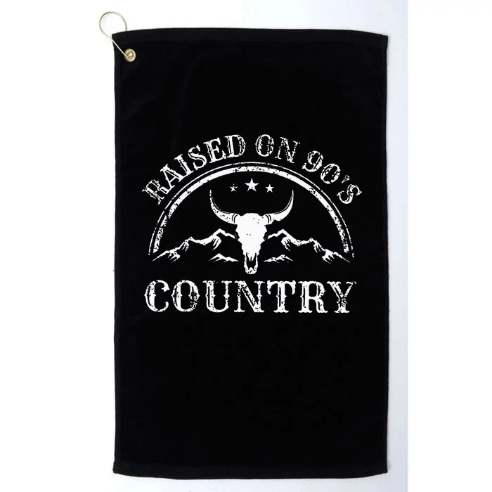 Vintage Raised On 90S Country Music Bull Skull Western Platinum Collection Golf Towel