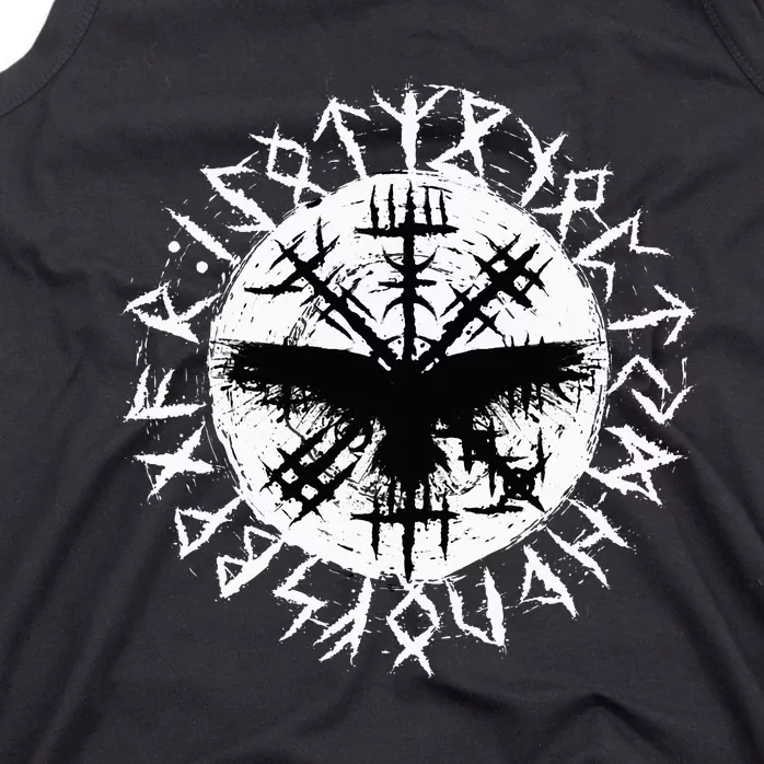 Viking Raven Odin Runes Vegvisir Tank Top