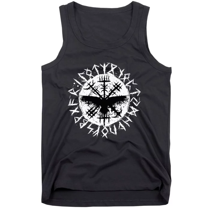 Viking Raven Odin Runes Vegvisir Tank Top