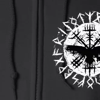 Viking Raven Odin Runes Vegvisir Full Zip Hoodie