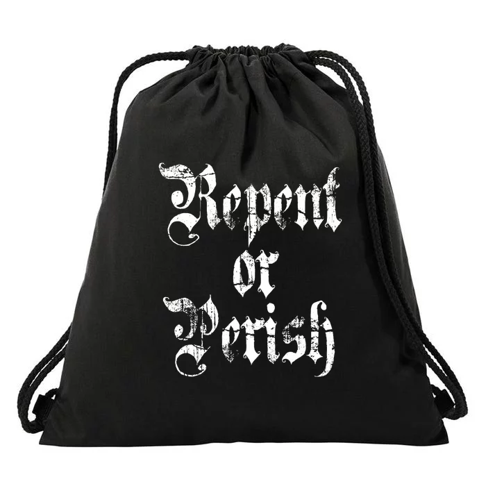 Vintage Repent Or Parish Christian Drawstring Bag