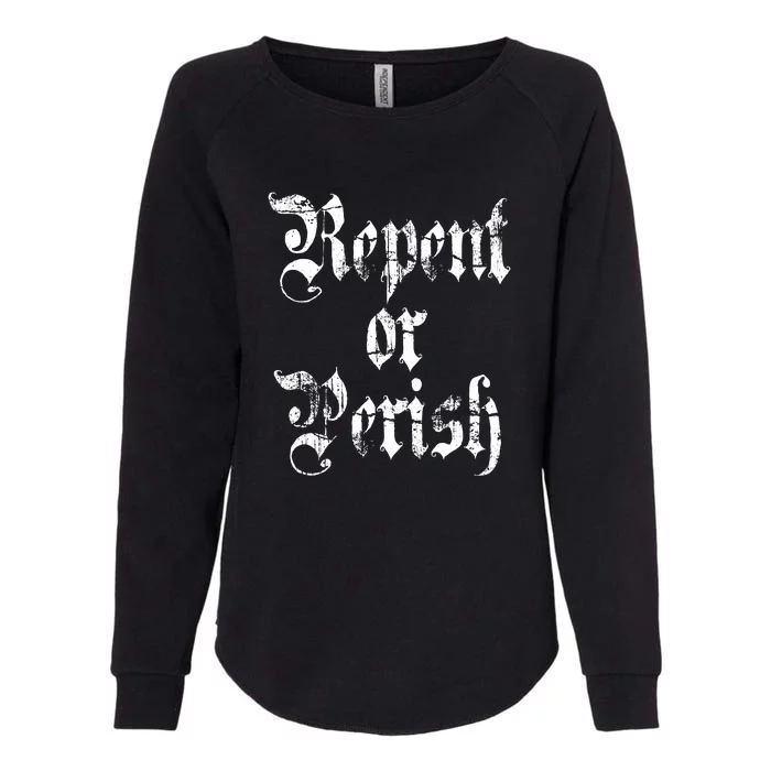 Vintage Repent Or Parish Christian Womens California Wash Sweatshirt