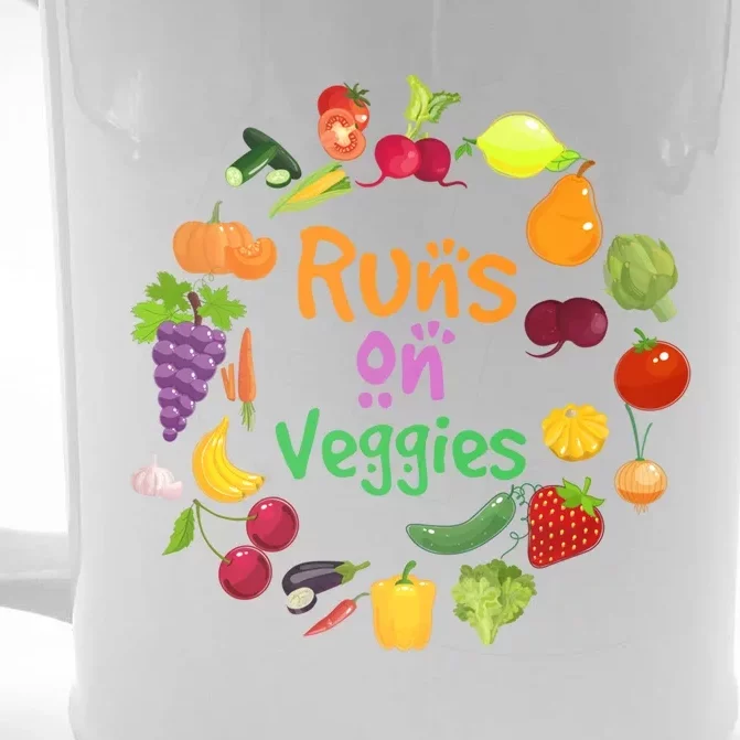 Vegan Runs On Veggies Vegetarian Vegan Day Vegetables Fruits Gift Front & Back Beer Stein