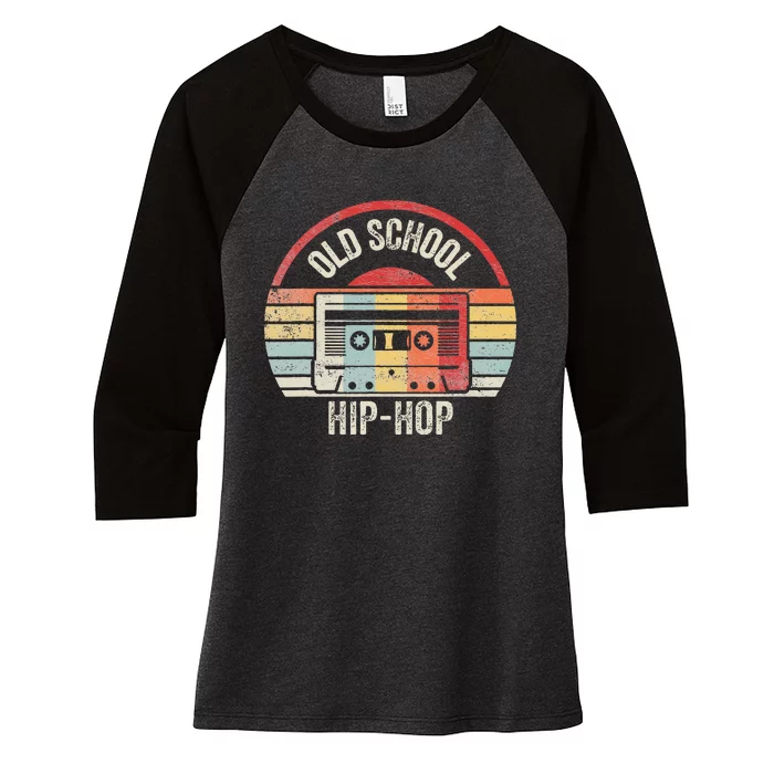 Vintage Retro Old School Hip Hop 80s 90s Cassette Music Women's Tri-Blend 3/4-Sleeve Raglan Shirt