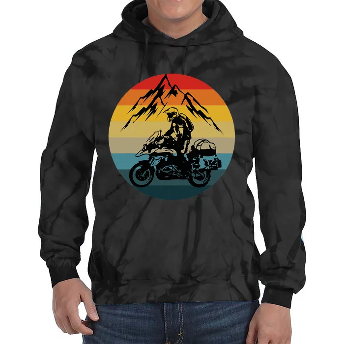 Vintage Retro Off Road Adventure Motorcycle Lover Tie Dye Hoodie