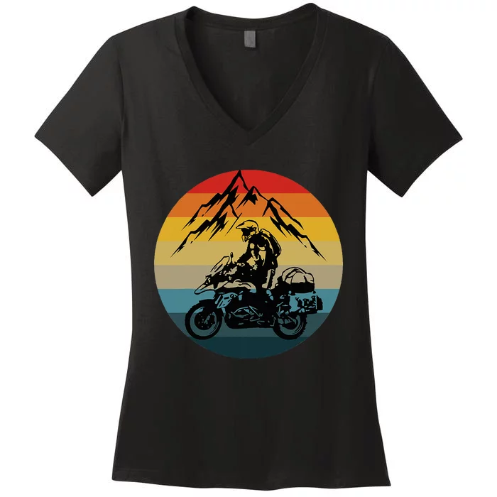 Vintage Retro Off Road Adventure Motorcycle Lover Women's V-Neck T-Shirt