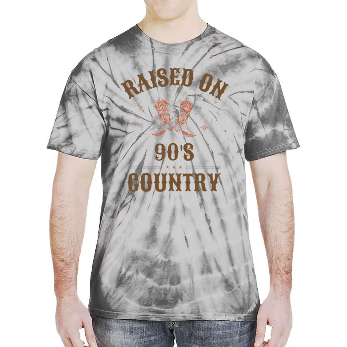 Vintage Raised On 90S Country Music Bull Skull Western Tie-Dye T-Shirt