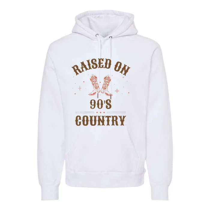 Vintage Raised On 90S Country Music Bull Skull Western Premium Hoodie