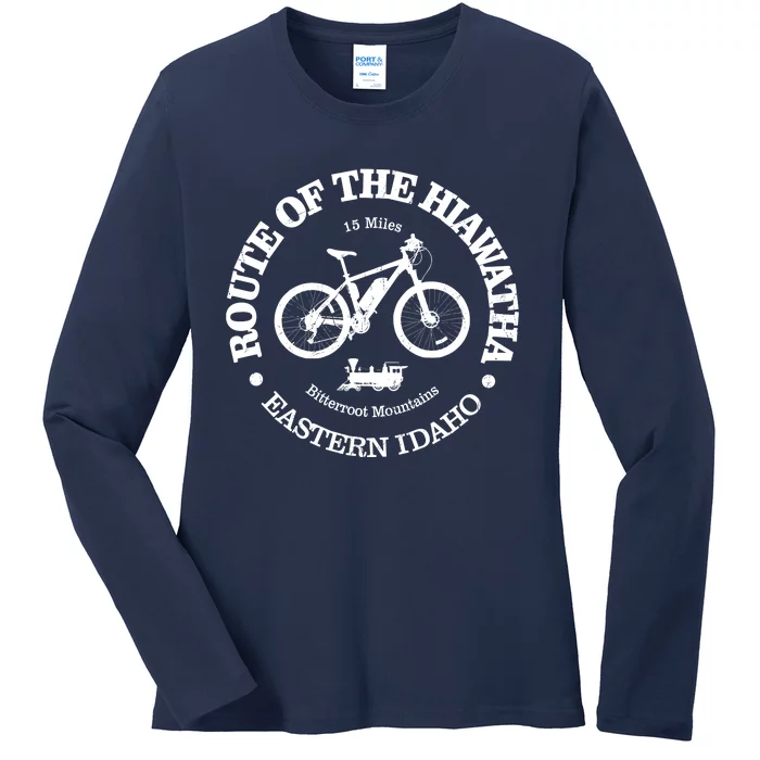 Vintage Route Of The Hiawatha Bike Trail Nature Forest Ladies Long Sleeve Shirt