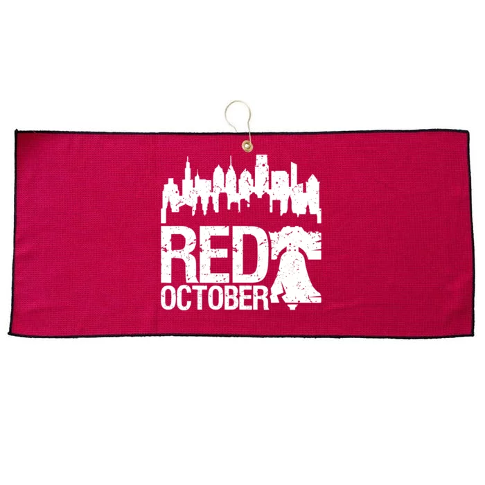 Vintage Red October Philadelphia Skyline Baseball Large Microfiber Waffle Golf Towel