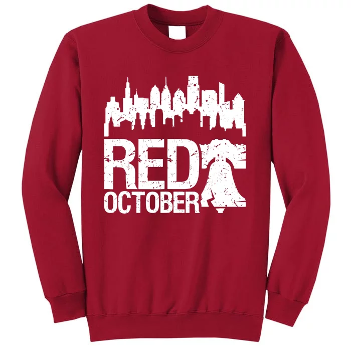 Vintage Red October Philadelphia Skyline Baseball Tall Sweatshirt