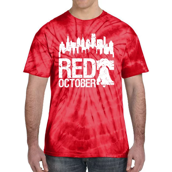 Vintage Red October Philadelphia Skyline Baseball Tie-Dye T-Shirt