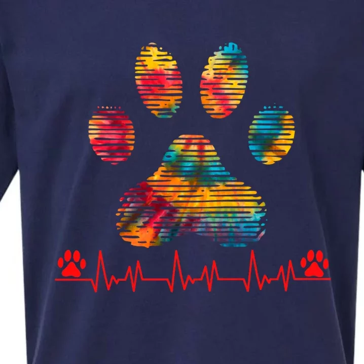 Veterinarian Rainbow Paw Print Heartbeat Vet Tech Gift Sueded Cloud Jersey T-Shirt