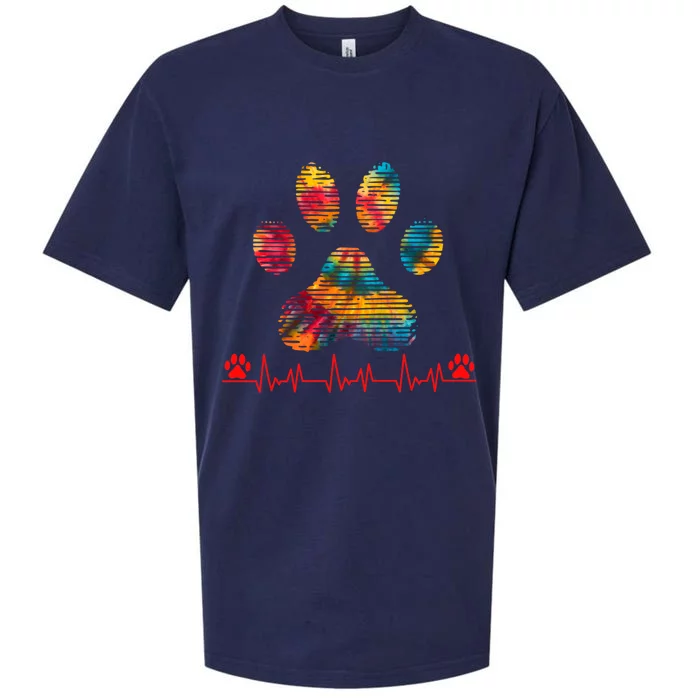 Veterinarian Rainbow Paw Print Heartbeat Vet Tech Gift Sueded Cloud Jersey T-Shirt