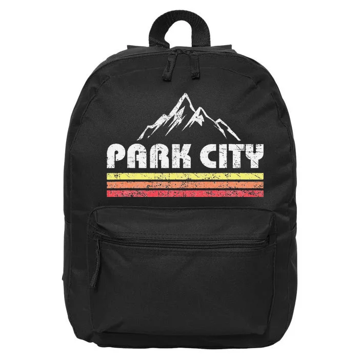 Vintage Retro Park City Utah Mountain Faded Bars Ski Sports 16 in Basic Backpack