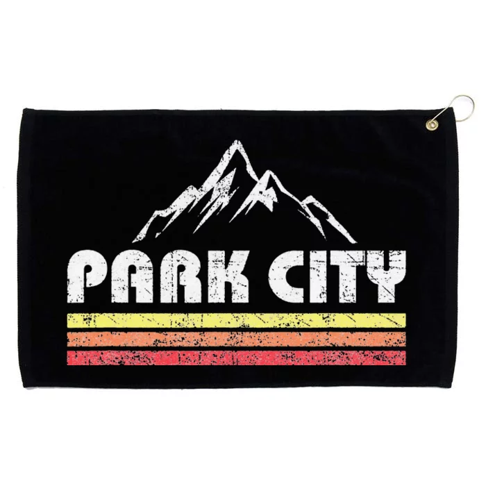 Vintage Retro Park City Utah Mountain Faded Bars Ski Sports Grommeted Golf Towel