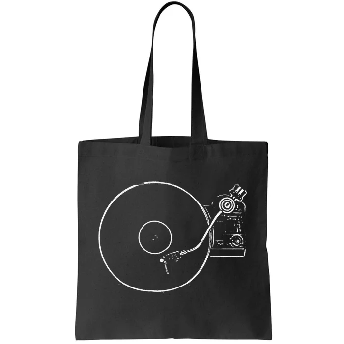 Vinyl Record Player Sketch Drawing Tote Bag