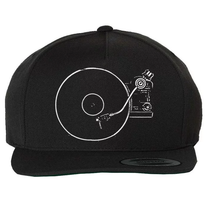 Vinyl Record Player Sketch Drawing Wool Snapback Cap