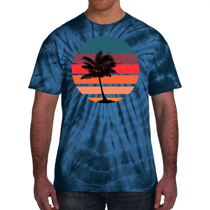 Vintage Retro Palm Tree Sunset Tie-Dye T-Shirt