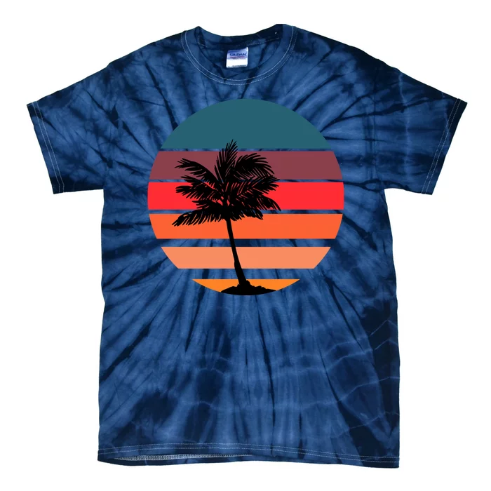 Vintage Retro Palm Tree Sunset Tie-Dye T-Shirt