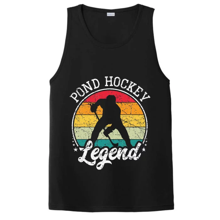 Vintage Retro Pond Hockey Legend Performance Tank