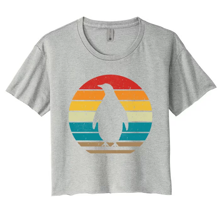 Vintage Retro Penguins Sunset 70s 80s 90s Penguins Party Gif Gift Women's Crop Top Tee