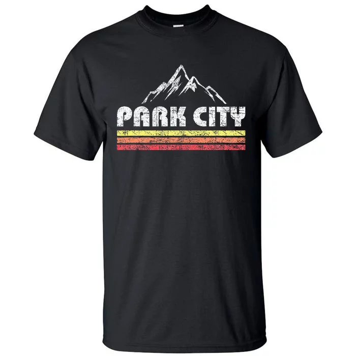 Vintage Retro Park City Utah Mountain Faded Bars Ski Sports Tall T-Shirt