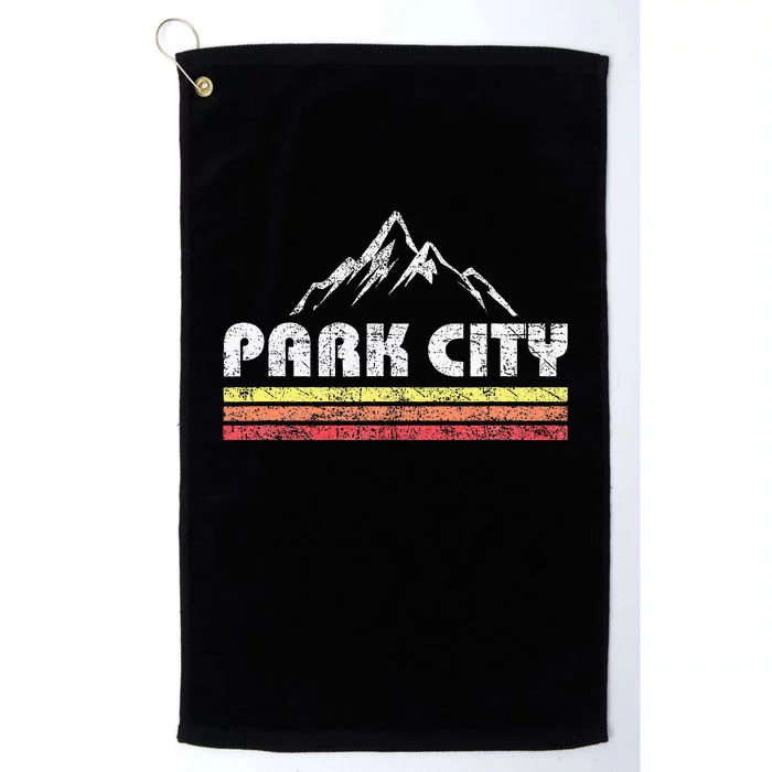 Vintage Retro Park City Utah Mountain Faded Bars Ski Sports Platinum Collection Golf Towel