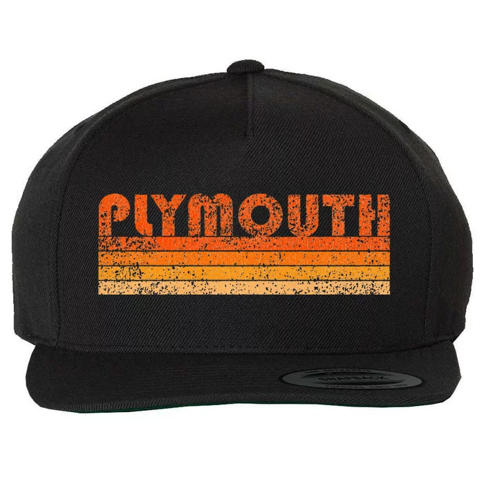 Vintage Retro Plymouth MA Wool Snapback Cap