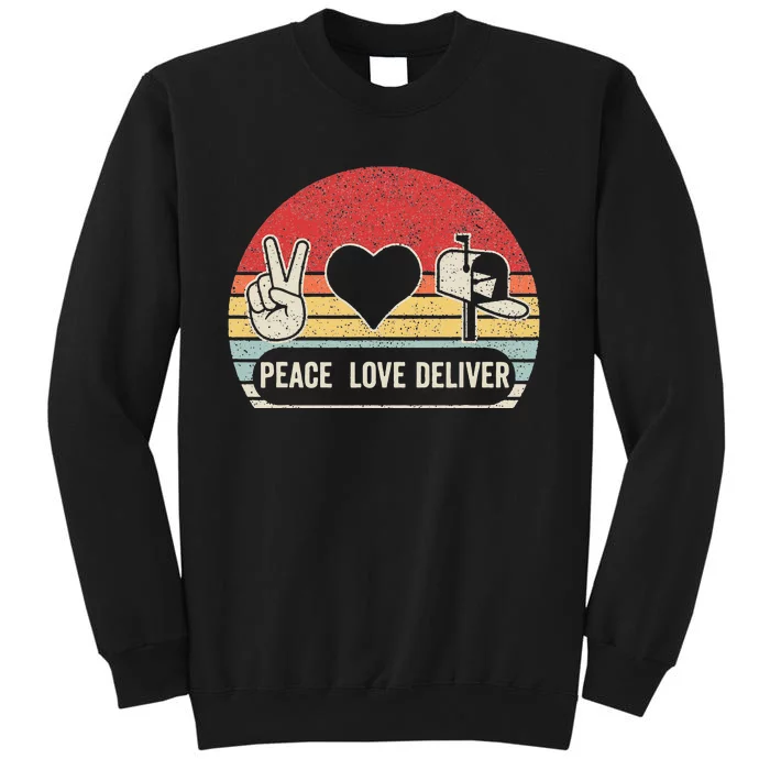 Vintage Retro Peace Love Deliver Post Box Cute Postal Worker Tall Sweatshirt