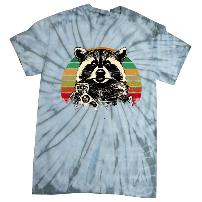 Vintage Raccoon Pizza And Beer Tie-Dye T-Shirt