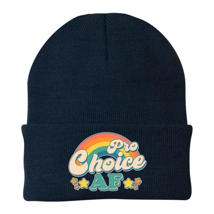 Vintage Retro Pro Choice AF Star Rainbow Knit Cap Winter Beanie