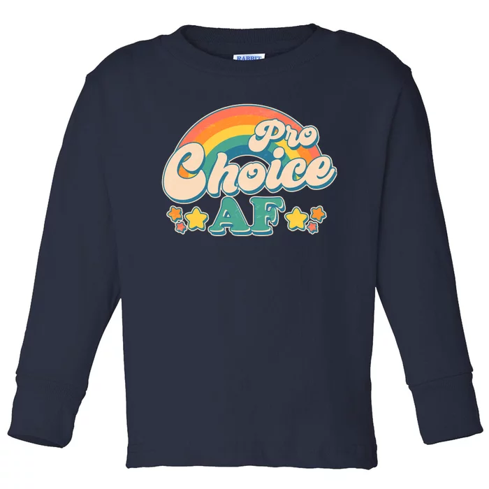 Vintage Retro Pro Choice AF Star Rainbow Toddler Long Sleeve Shirt