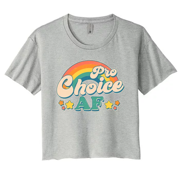 Vintage Retro Pro Choice AF Star Rainbow Women's Crop Top Tee