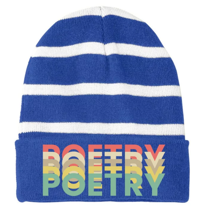 Vintage Retro Poetry Gift Striped Beanie with Solid Band