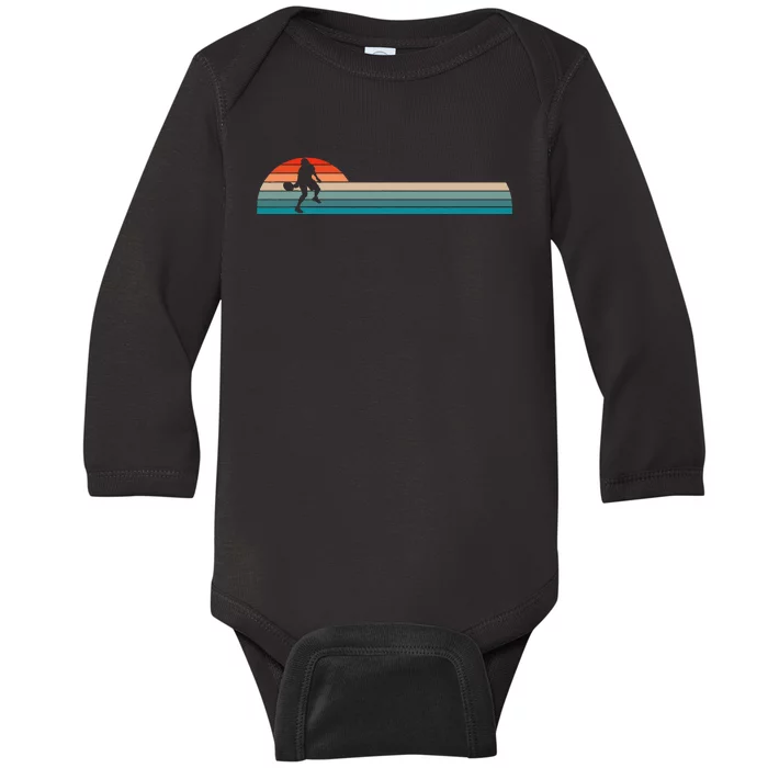 Vintage Retro Pickleball Player Baby Long Sleeve Bodysuit