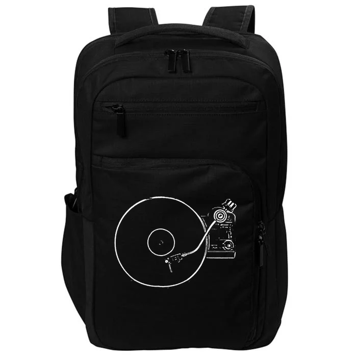 Vinyl Record Player Sketch Drawing Impact Tech Backpack