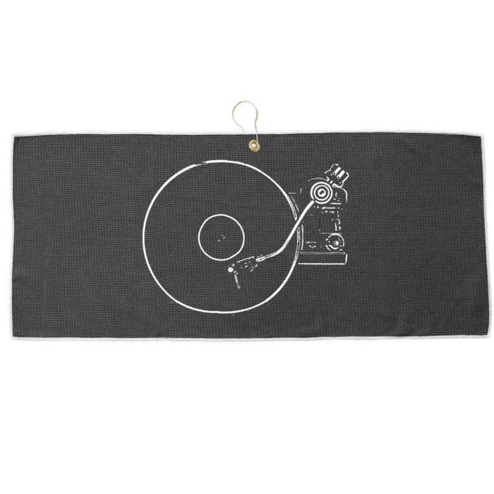 Vinyl Record Player Sketch Drawing Large Microfiber Waffle Golf Towel