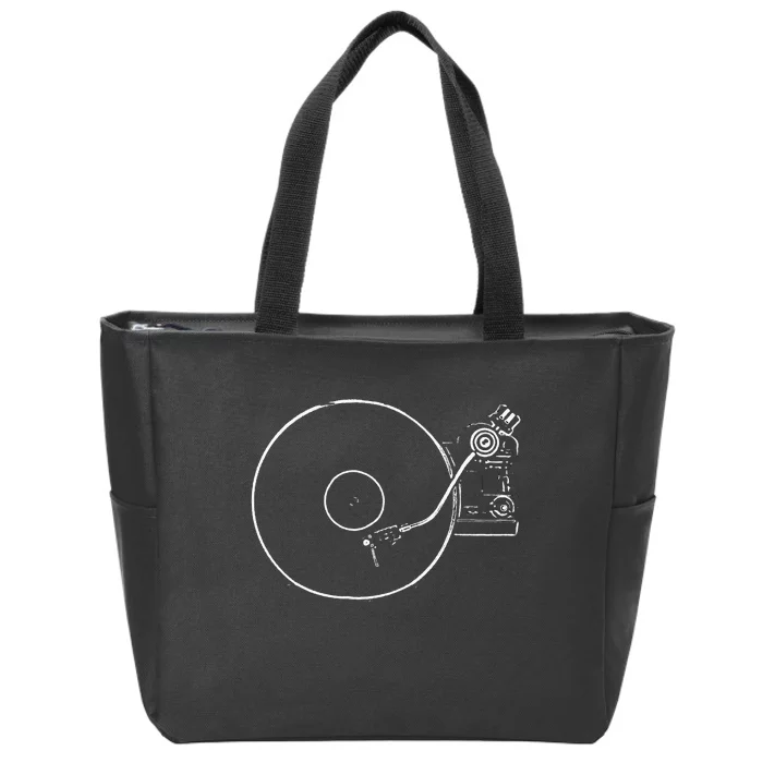 Vinyl Record Player Sketch Drawing Zip Tote Bag