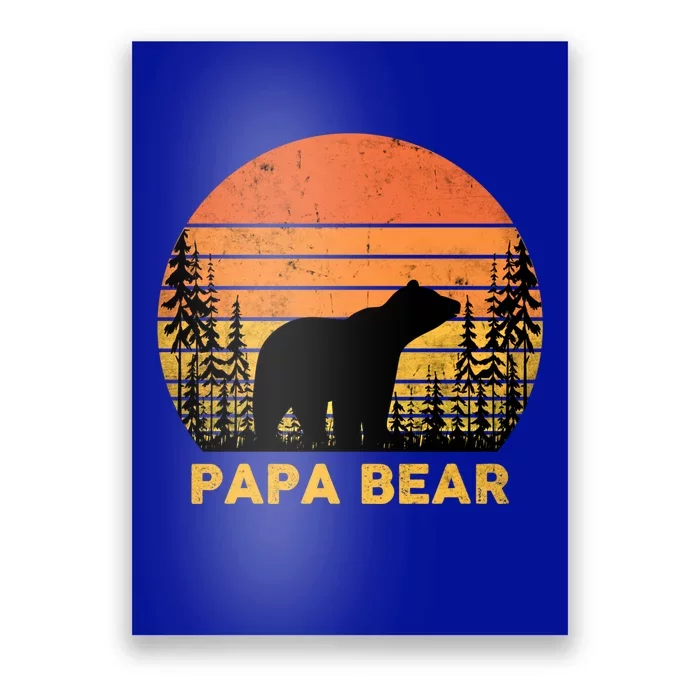 Vintage Retro Papa Bear Distressed Graphic Cute Gift Poster