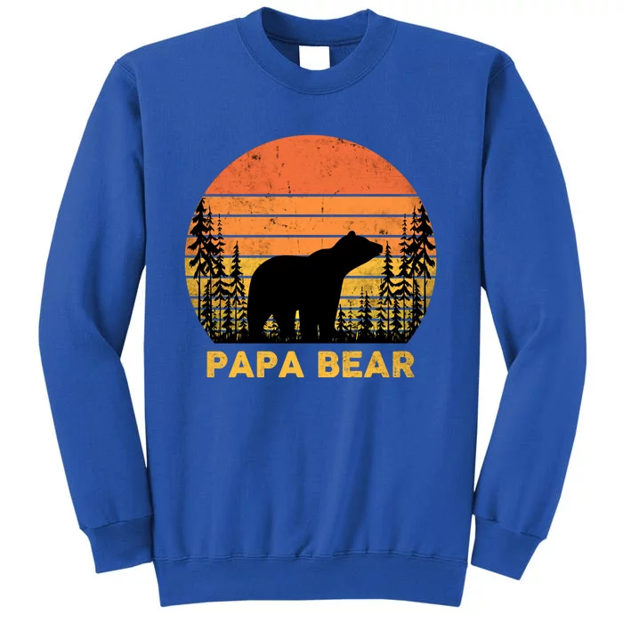 Vintage Retro Papa Bear Distressed Graphic Cute Gift Tall Sweatshirt