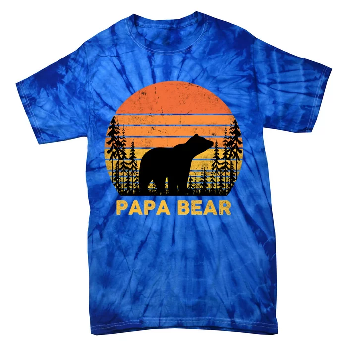 Vintage Retro Papa Bear Distressed Graphic Cute Gift Tie-Dye T-Shirt