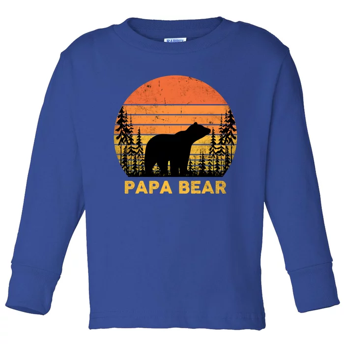 Vintage Retro Papa Bear Distressed Graphic Cute Gift Toddler Long Sleeve Shirt