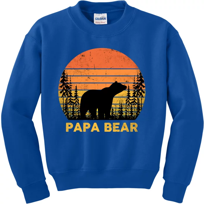 Vintage Retro Papa Bear Distressed Graphic Cute Gift Kids Sweatshirt