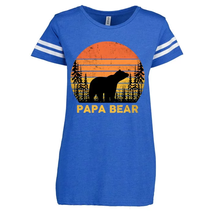 Vintage Retro Papa Bear Distressed Graphic Cute Gift Enza Ladies Jersey Football T-Shirt